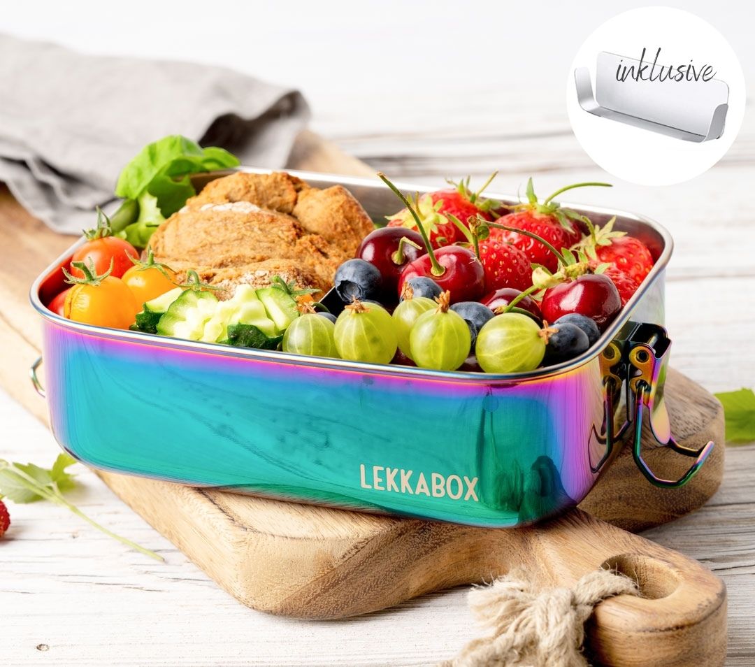 LEKKABOX Safe Rainbow 1 Compartment, 1000ml Stainless Steel Lunchbox