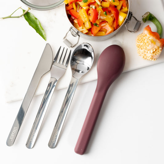 LEKKABOX Pocket Travel cutlery with case - Plum