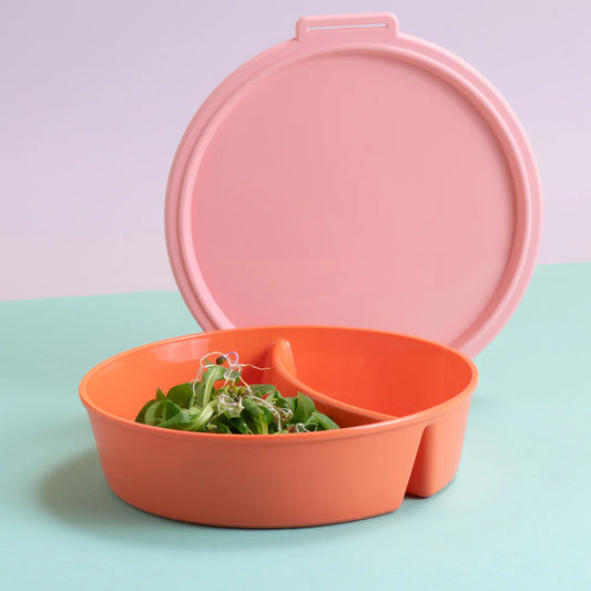 Divided Bowl with lid NORA BOX 1.1l Pink/Coral