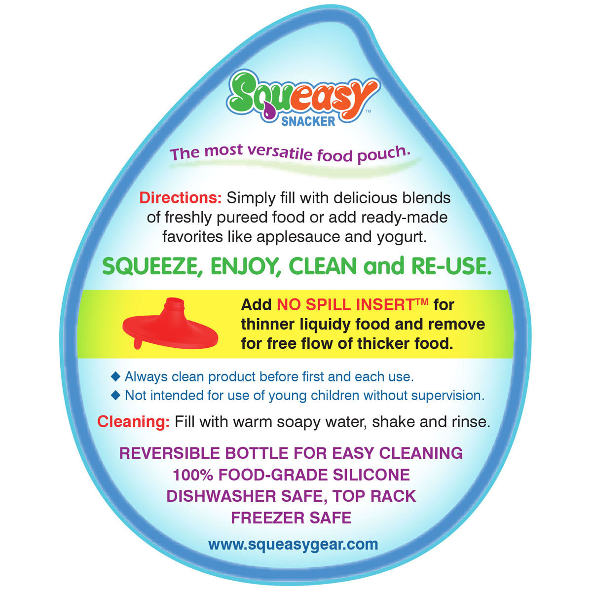 Squeasy Snacker Mini 100ml - reusable pouch blue