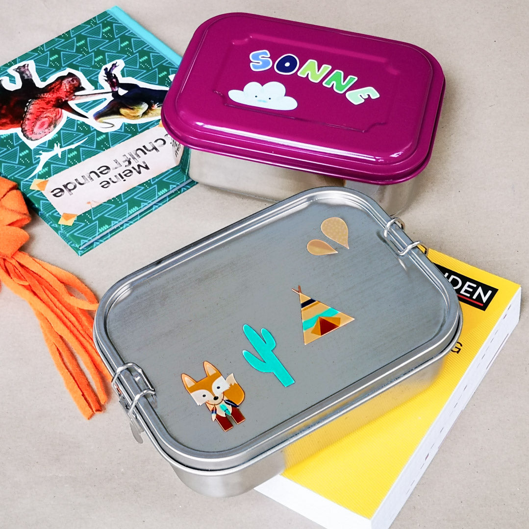 Waterproof lunch box sticker - Stars blue-gray
