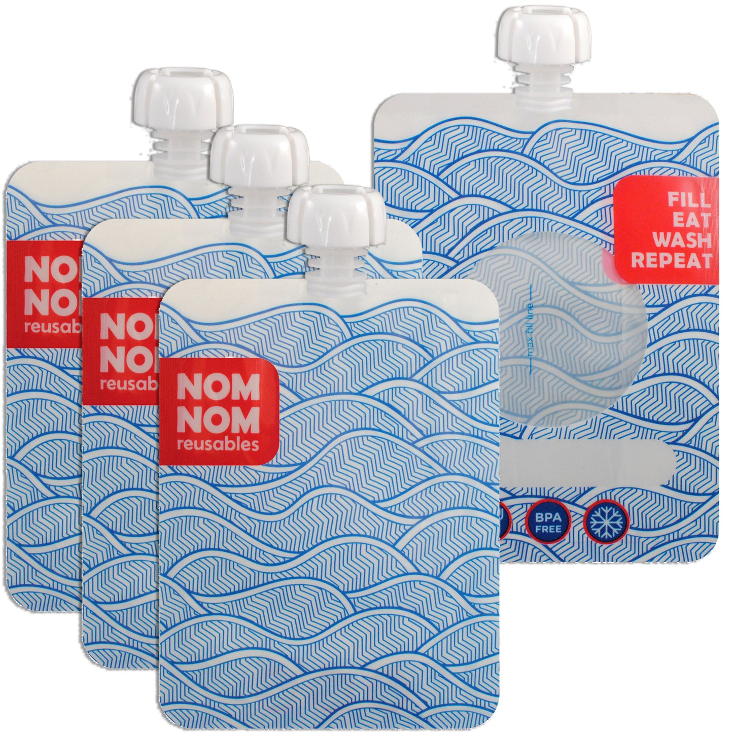Nom-nom 4 WAVE reusable yogurt / smoothie pouches