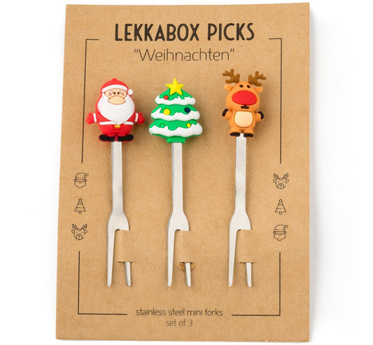 Stainless steel Food Picks Christmas - set of 3