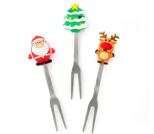 Stainless steel Food Picks Christmas - set of 3